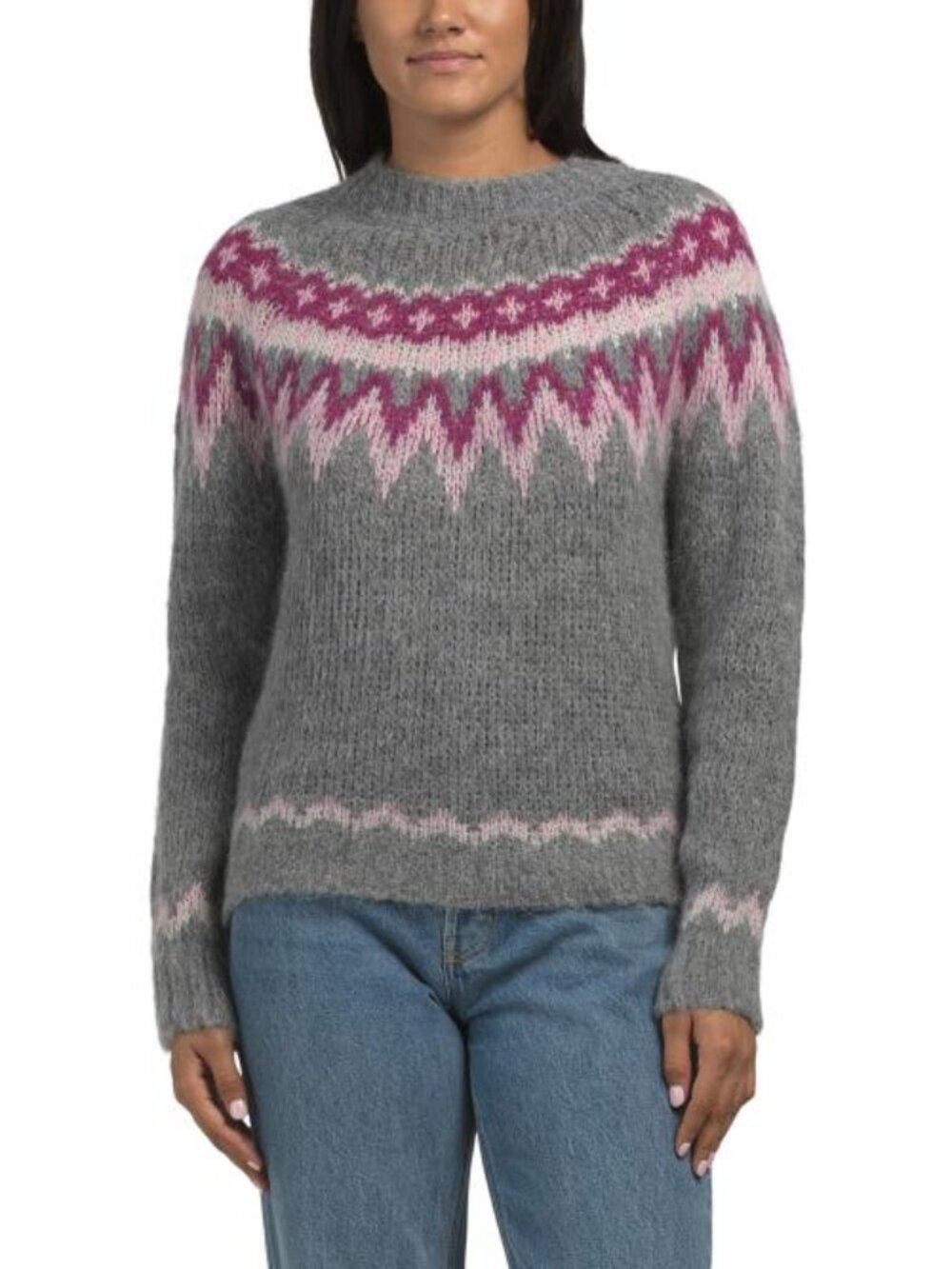 TWINS Made In Italy Raglan Fair Isle Sweater